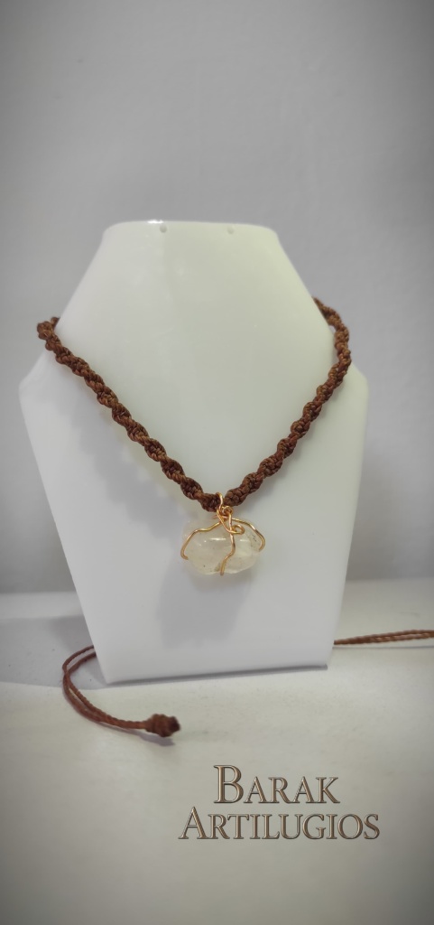 COLLAR DE CUARZO ROSA MACRAMÉ - BARAK ARTILUGIOS - 8006-C-1